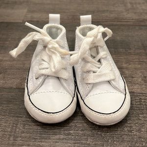 Converse First All Star Hi Chuck Taylor Leather Baby Infant Shoes White Size 1